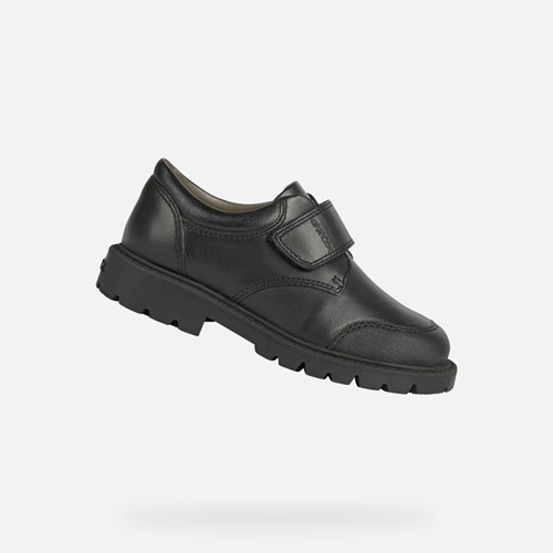 Buty na Rzepy Chłopięce Geox Shaylax Czarne | 60MXJCZKF