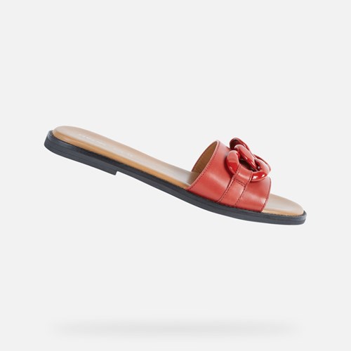Kapcie Damskie Geox Naileen Czerwone | 27XQWCTMK