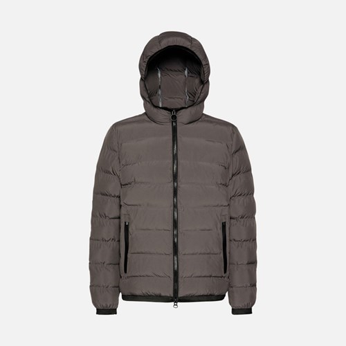 Kurtki Puchowe Męskie Geox Spherica Gray Pinstripe | 21SKOVFNB