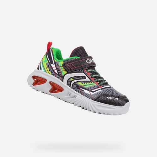Light-up Shoes Chłopięce Geox Assister Czarne Zielone | 49ZXNMPYI