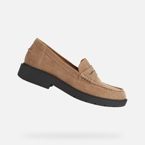 Loafersy Damskie Geox Spherica Ec1 Caramel | 80FKMQECZ