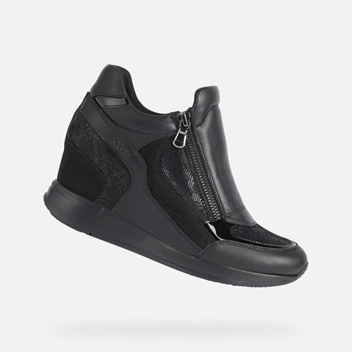 Slip On Damskie Geox Nydame Czarne | 68DHLJTIK