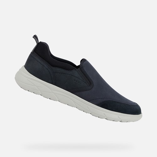 Slip On Męskie Geox Portello Niebieskie | 54QRYVLBO